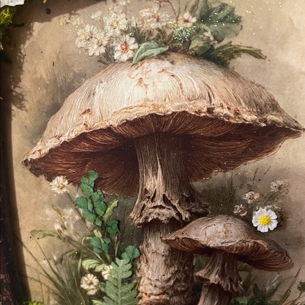 Enchanted Mushroom Wall Decor Green Accent handcrafted border moss Forest nature - Picture 12 of 16